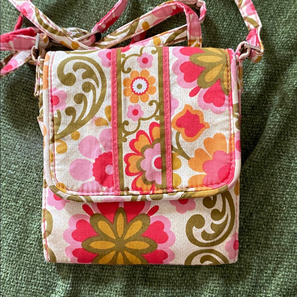 Vera Bradley Coral Pink Floral Quilted Crossbody Bag - Picture 2 of 4